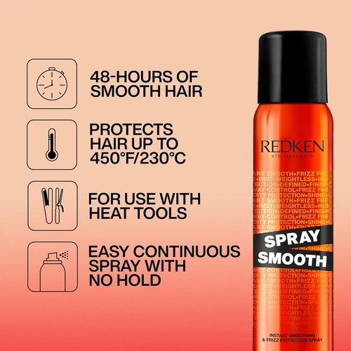 Redken Spray Smooth Anti-Frizz Hair Spray | Frizz Control & Heat Protection, Paraben-Free