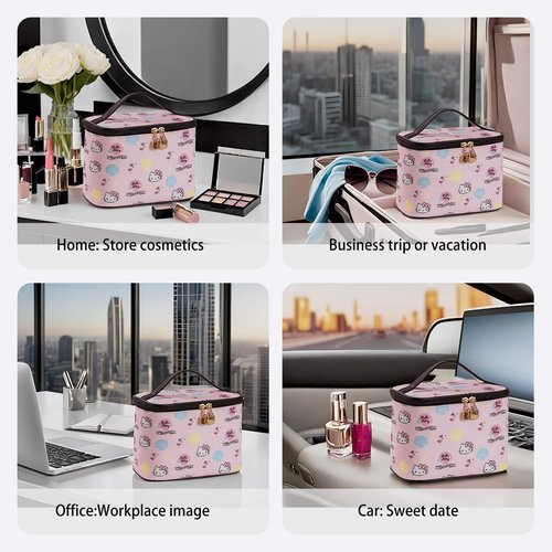 AmBealla Make up Bag Travel Cosmetic Bags Brush Holder Zipper Pouch Case Organizer Cute Organizer Suitable for Purse for Women (09 Sweet Holiday)