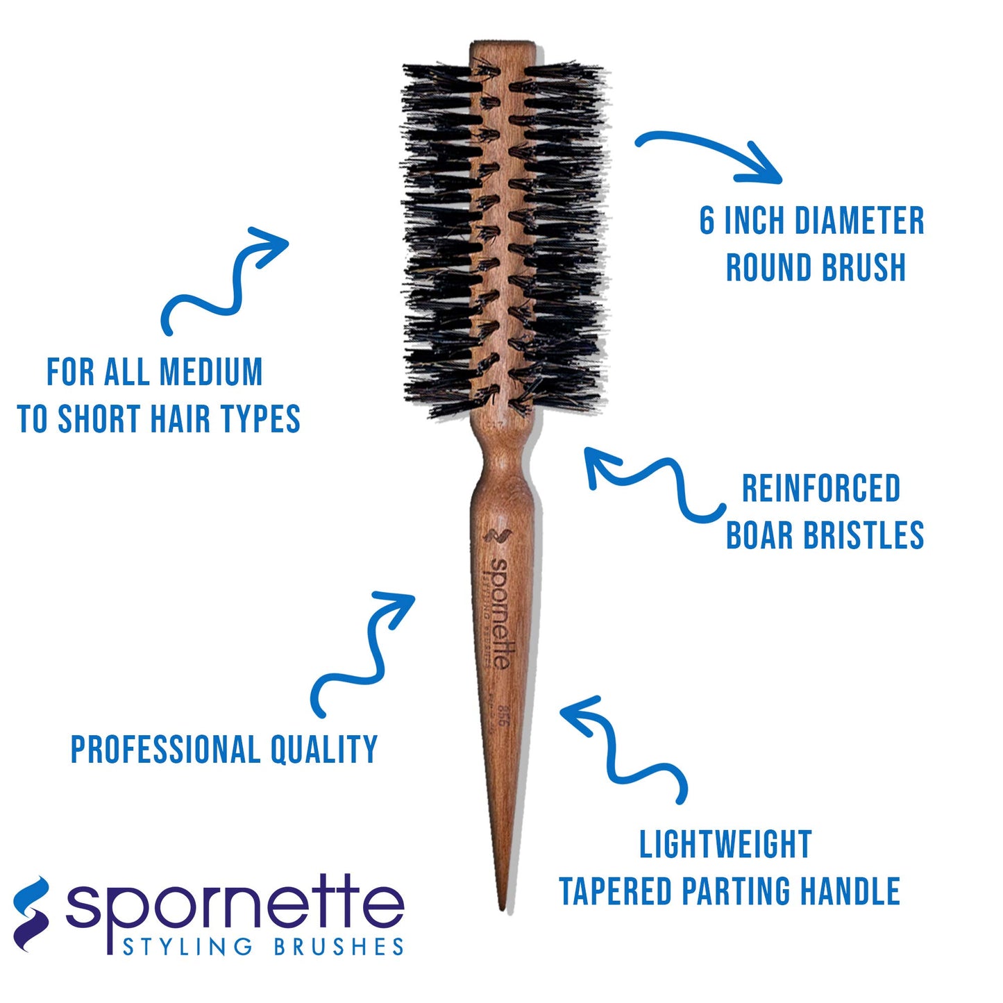 Spornette Italian 2 inch Round Boar Bristle 856