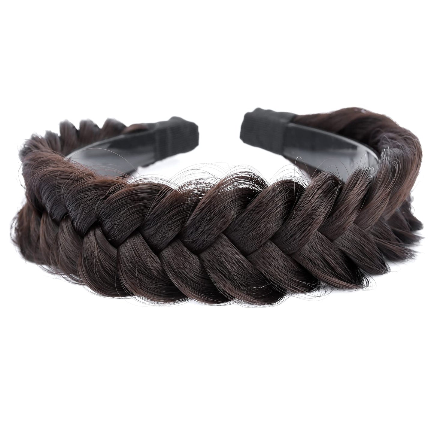 Gledola Wide Braided Headband With Teeth Braids Hairband With Tooth Synthetic Hair Band Plaited Hairband For Women (W-Chocolate)