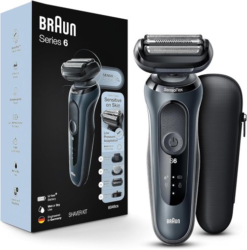 Braun Series 6 Electric Razor for Men - Wet & Dry Rechargeable Foil Shaver with Travel Case & Trimmer - Black