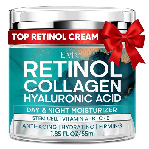 Elvira Retinol Anti-Aging Face Moisturizer - Collagen Cream with Stem Cell & Hyaluronic Acid | Instant Lift & Firming, 1.85 Fl Oz