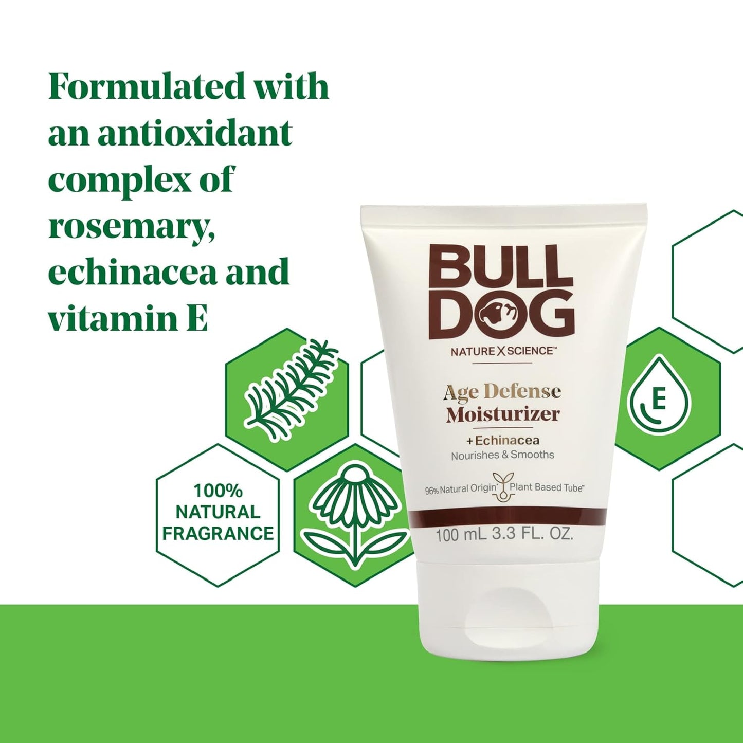 BULLDOG Face Moisturizer - Age Defense Formula for Men | 3.3 Fl Oz Hydrating Cream