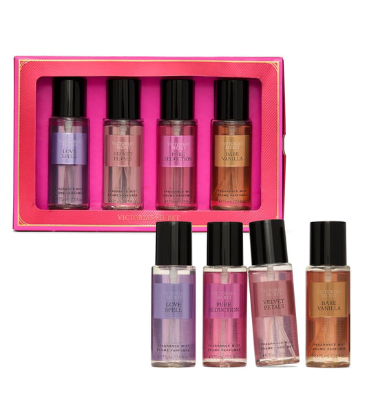 Victoria's Secret Fragrance Mist Collection - 4 Piece Mini Gift Set with Assorted Scents for Women