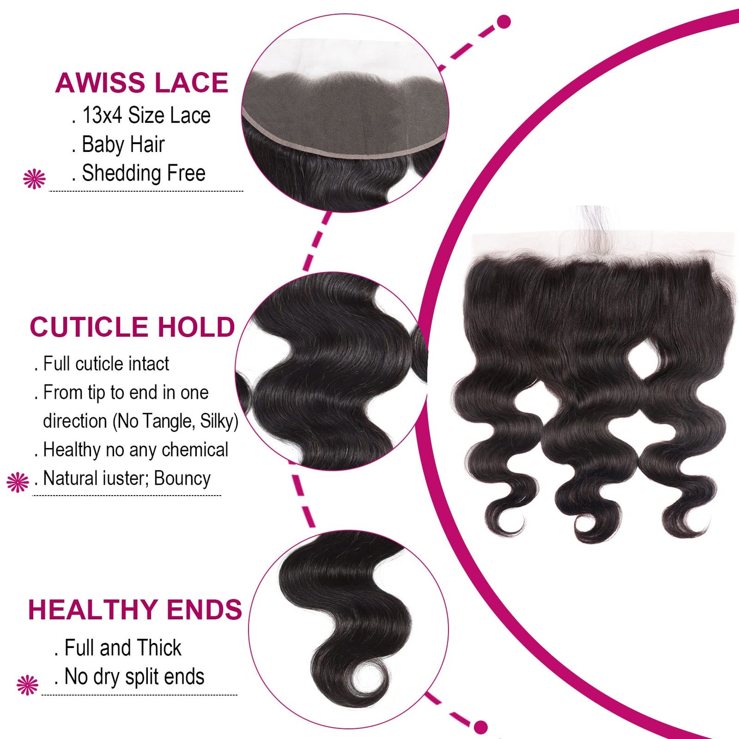 HD Lace Frontal Closure Human Hair 13x4 Body Wave Lace Frontal Pre Plucked with Baby Hair Ear to Ear Frontal 130% Density Brazilian Virgin Frontals Human Hair for Women （10 inch）