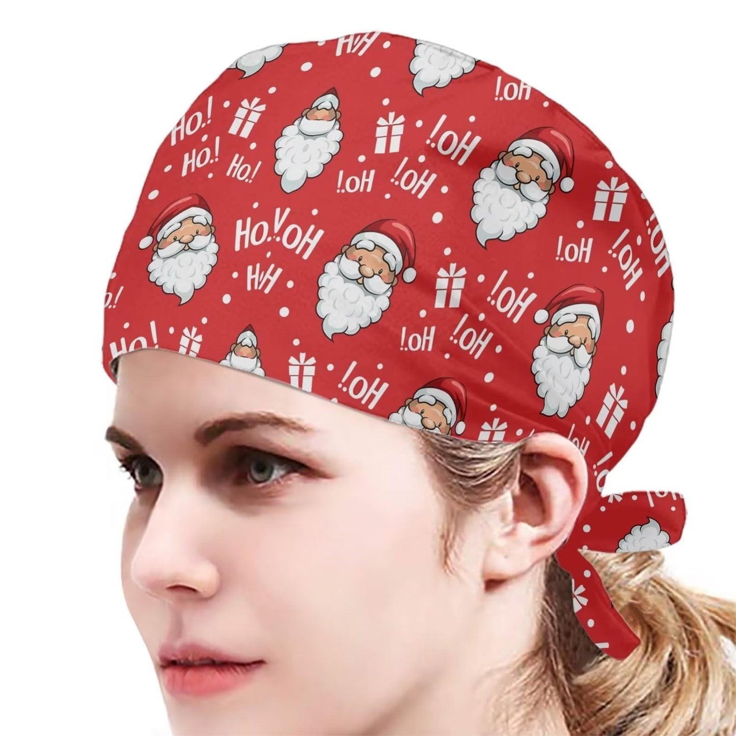 JEOCODY Christmas Santa Claus Bats Caps Working Hat for Men Women One Size Waterproof Adjustable Tie Back Cap with Sweatband, Breathable Work Cap