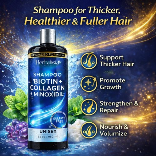 Herbalista Biotin & Collagen Shampoo - Sulfate-Free Thickening Cleanser for Fuller, Stronger Hair | 32 oz (950 ml)