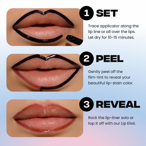 Sacheu Lip Liner STAY-N Peel Off Lip Stain — Long Lasting Waterproof Lip Tint with Hyaluronic Acid & Vitamin E — Transfer Proof Matte Finish, Vegan & Cruelty-Free (p-INKED)