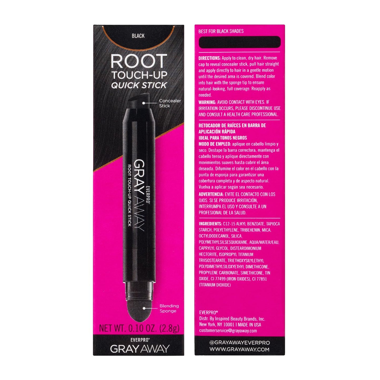 Everpro Gray Away Root Touchup Quick Stick - Black Color, 0.1 Oz for Instant Coverage