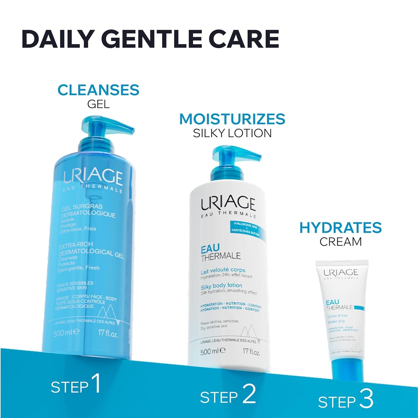Uriage Extra-Rich Face & Body Wash - Gentle Cleanser for Sensitive Skin | Paraben & Soap-Free, 200ml