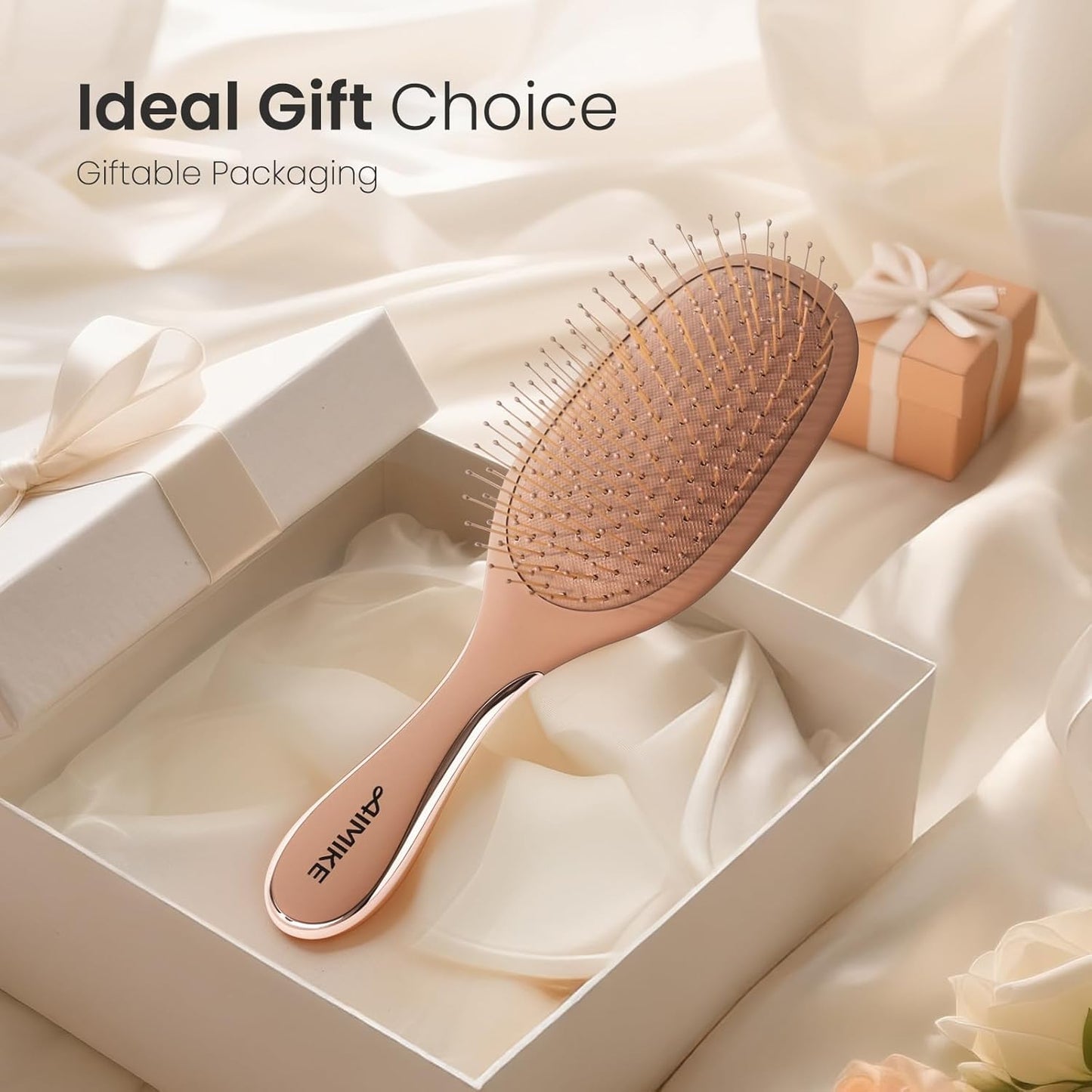 AIMIKE Detangler Brush - Pain-Free Mocha Mousse Brush with Ultra-Soft FlexGlide Bristles | Ideal for Thin, Fine Hair