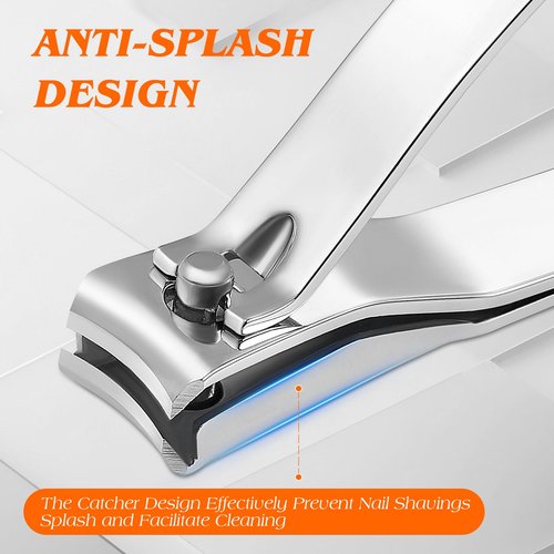 Nail Clipper Set with Catcher, 3-Piece Edgy Nail Clipper Kits, Premium Carbon Steel, Professional Finger and Toe Nail Clipper Set, A Separate Nano Glass Nail File Included, Travel Nail Clipper Kit