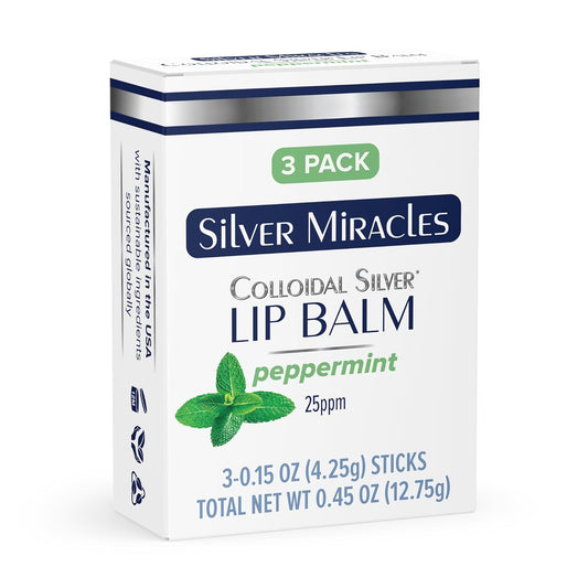 Silver Miracles - Colloidal Silver Lip Balm - Moisturizing Protection - 3 Tube Pack