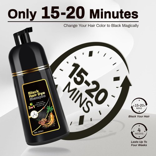 Cosmpro Black Hair Dye Shampoo - 3-in-1 Herbal Formula for Gray Hair Coverage | Natural Black Color