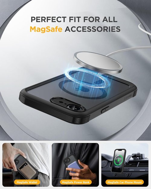 Miracase iPhone 17e & 16e Case - Full-Body Protection with Built-in Glass Screen Protector | Military Drop Proof, Black, 6.1 Inch