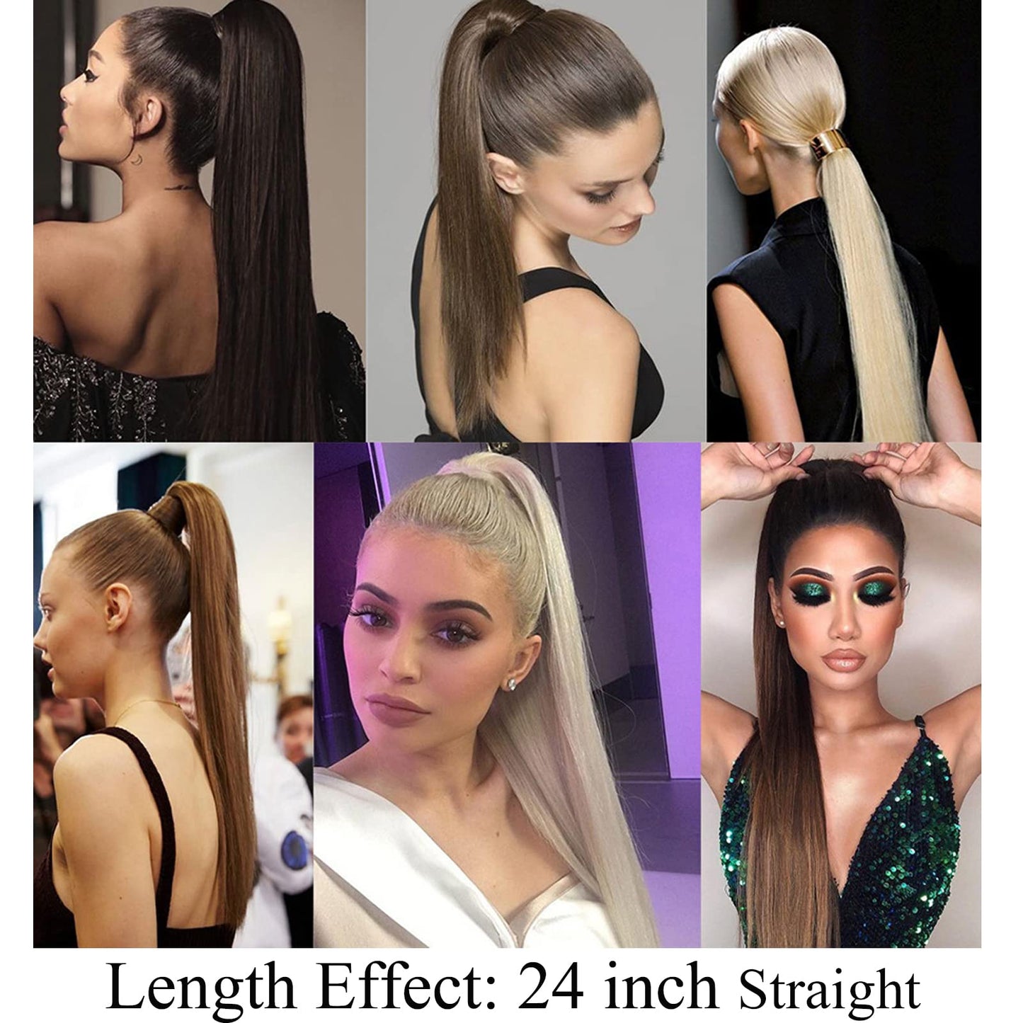 Inscca Ponytail Clip In Extension Dark Blonde Long Synthetic Pony Tails 60 cm Wrap Around Fake Hair Piece 100 g 24" for Black Women