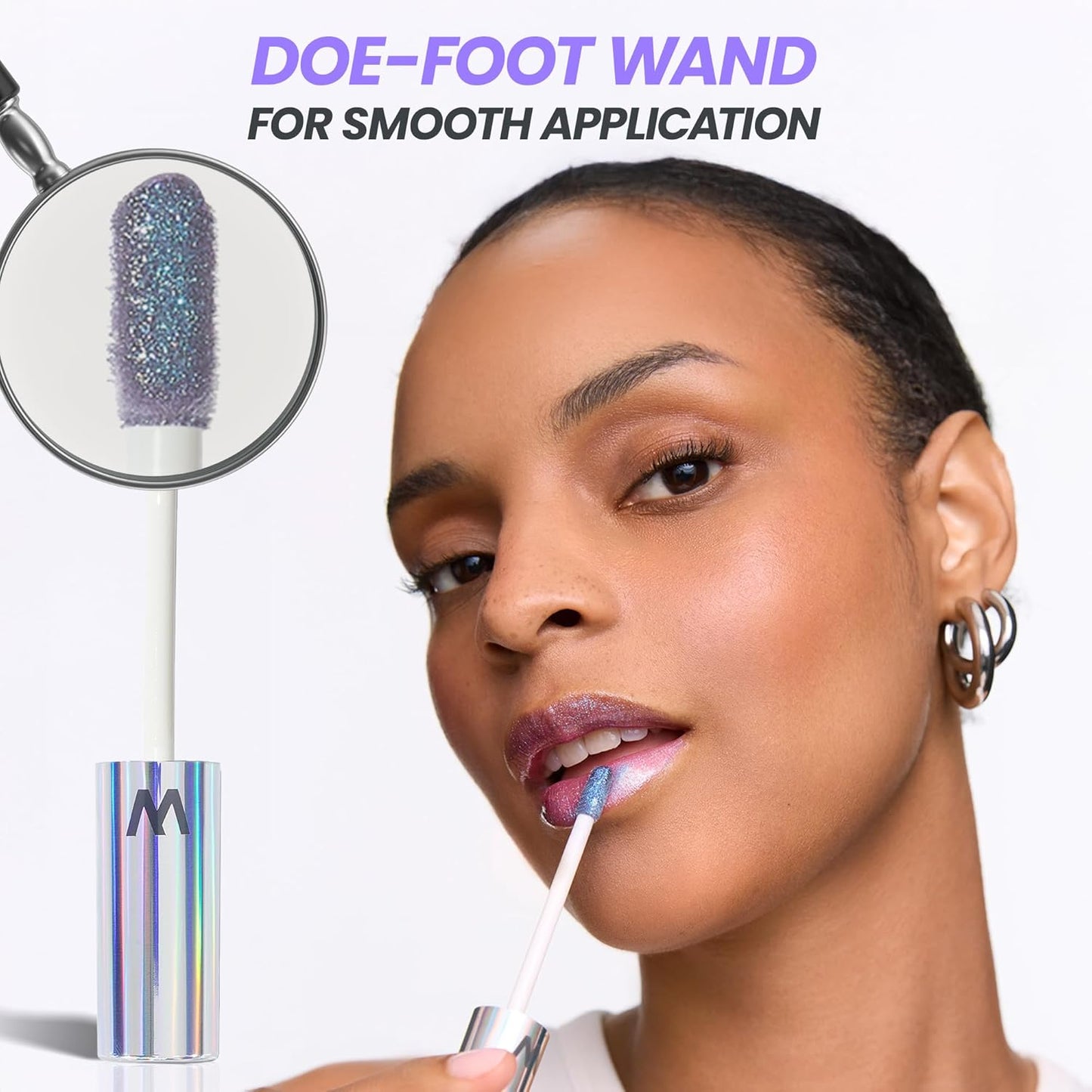 Wonderskin Lip Gloss - Hydrating High Shine Finish Lip Makeup | Blue Glitter