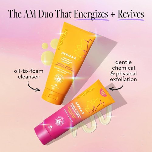 Derma E Vitamin C Foaming Oil Cleanser - 2-in-1 Oil-to-Foam Face Wash, 6 Fl Oz | Brighten & Nourish Skin