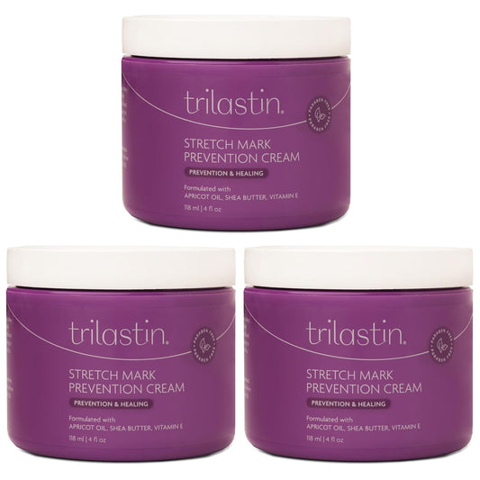 TriLASTIN Stretch Mark Cream - Hydrating Pregnancy Belly Lotion with Shea Butter & Vitamin E | Paraben-Free, Unscented - 4 oz, 3 Pack