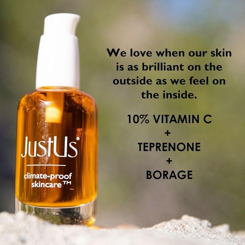 JustUs Skincare Brilliance - Vitamin C Oil Serum for Face | Reduces Age Spots & Discoloration - 30ml