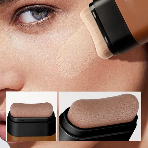 Korea Flawless Eraser Foundation Stick,Cooklesa Hydrating Lightweight Foundation Stick with Brush,Multiuse Foundation Stick Makeup Lightweight,Foundation Stick Makeup Built-In Foundation Brush (#4, 1)