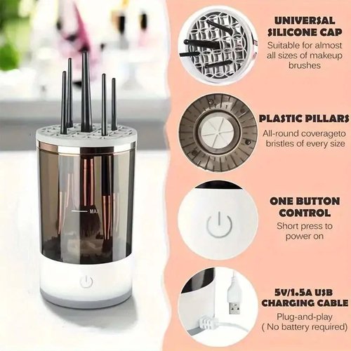 Beauty Swirl Cosmetic Brush Cleaner, The Cozy Luna Brush Cleaner, Beautyswirl Cosmetic Brush Cleaner, Automatic Electric Makeup Brush Cleaner for All Brush (Plug-in type)
