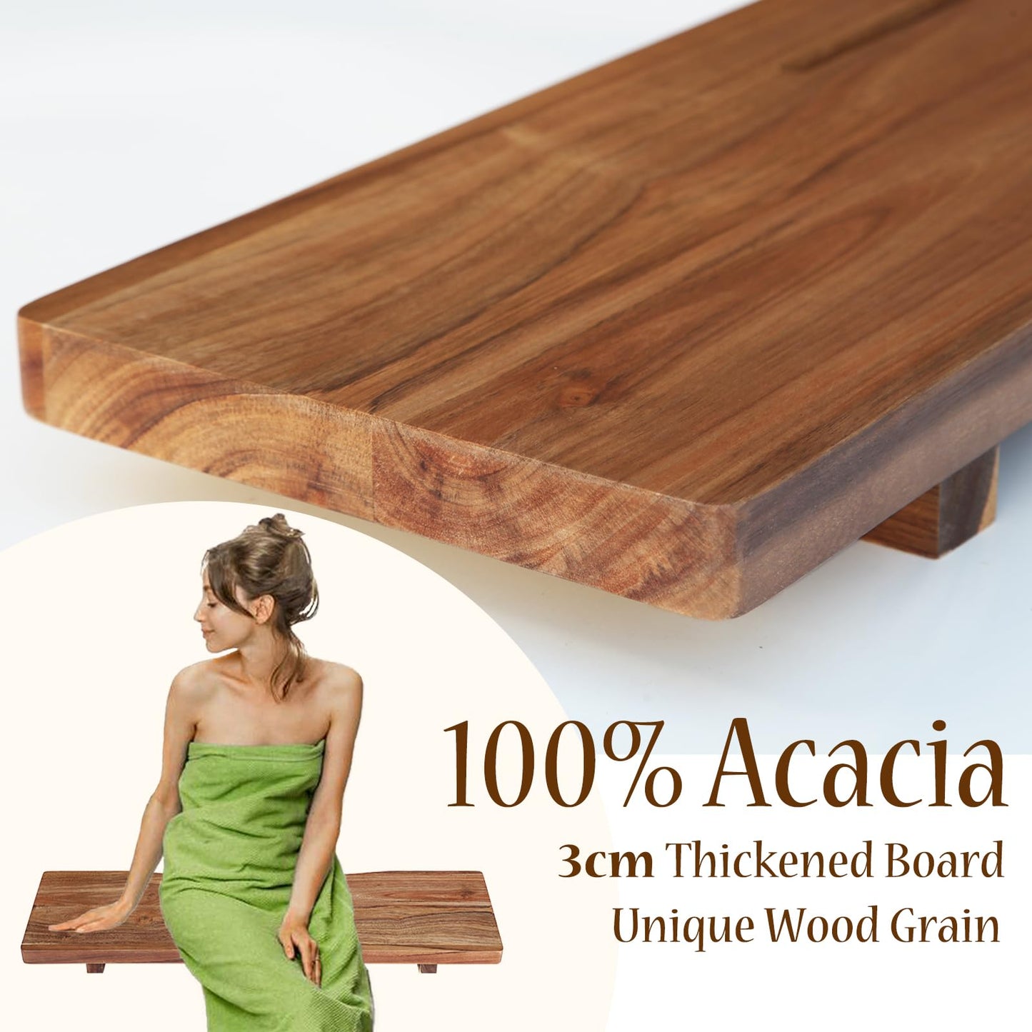 Premium 1.2IN Thickened Board Acacia Wood Bathtub Tray Caddy with Adjustable Legs, Minimalistic Design Bath Tray for Tub, Bathtub Accessories, Fits Most Free Standing Bath Tubs, Idea for Women