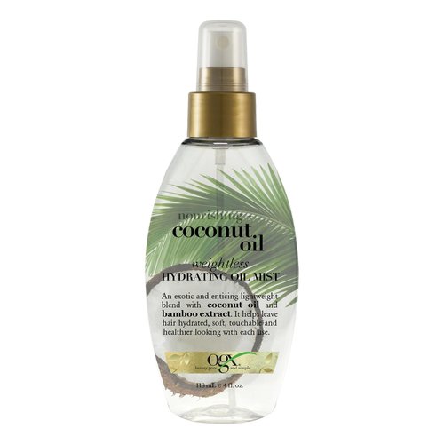 OGX Nourishing Coconut Oil Hair Mist - Lightweight Leave-In Treatment with Bamboo Extract, 4 Fl Oz