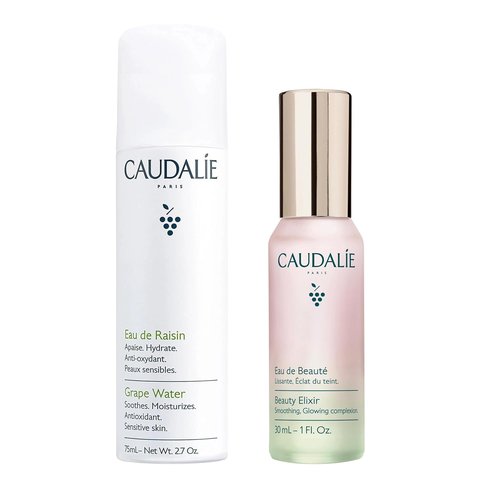 Caudalie Beauty Elixir Face Mist & Grape Water Mist - Travel-Sized Duo for Radiant Skin