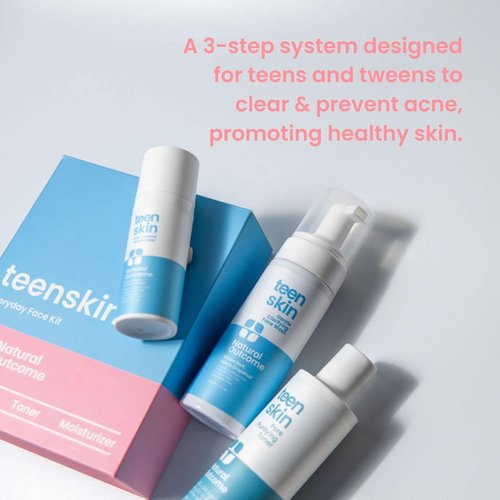 Natural Outcome Teen Skin Care Kit - 3-Step Acne Face Wash, Toner & Moisturizer | Ideal for Teens & Preteens