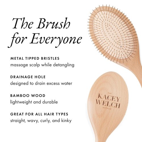 Kacey Welch Hair Brush - Gentle Detangling with Metal-Tipped Bristles | Natural Bamboo, All Hair Types