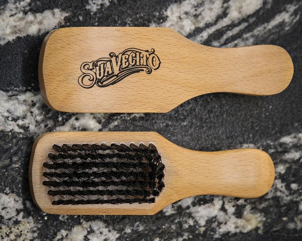 Suavecito Barber Brush - Premium Wood Handle for Hair Cutting & Cleaning | Ideal for Barbershop Use