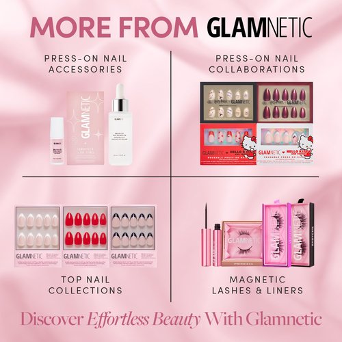 Glamnetic Press On Nails - Berry Maroon | Opaque Dark Red Maroon Short Round Fake Nails, Salon Quality | 12 Sizes - 30 Nail Kit with Glue