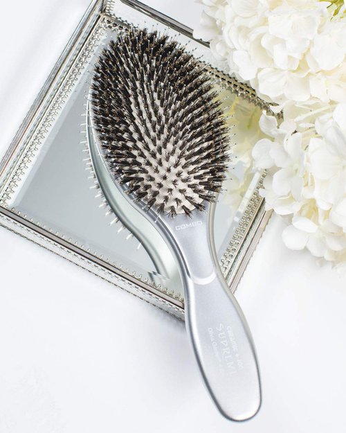Olivia Garden Ceramic + Ion Supreme Styler Paddle Brush - Boar Bristles for Shine & Frizz Control