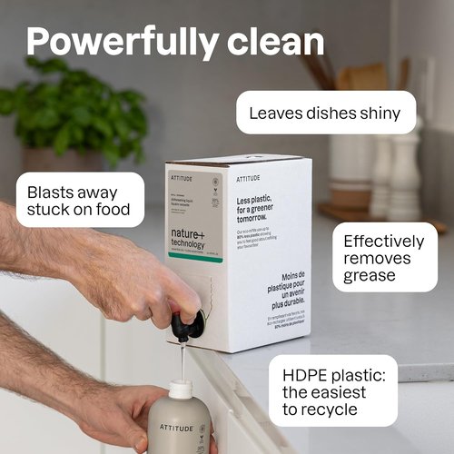 ATTITUDE Dish Soap - Plant-Based, EWG Verified, Lavender & Rosemary Scent | 16.5 Fl Oz Vegan Liquid