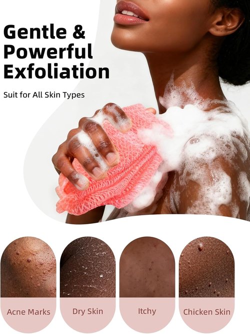 Cleangor African Net Sponge Set - Authentic Exfoliating Body Scrubber for All Skin Types | Pink & Purple