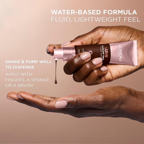 L'Oreal Paris Lumi Le Glow Skin Tint, Lightweight Water-Based Tinted Serum with Foundation-Like Coverage, Glow Illuminator, Warm 130, 0.85 Fl Oz