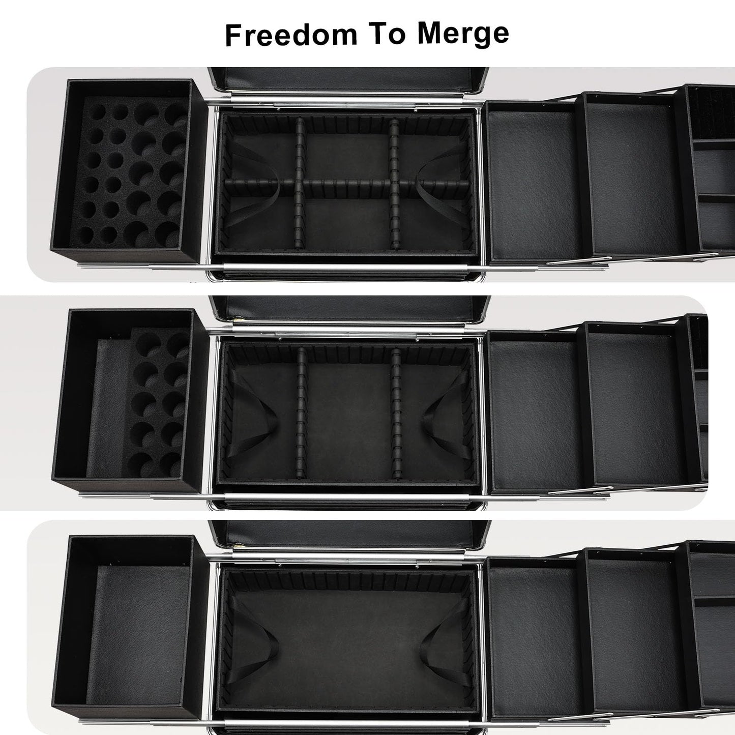 Stagiant Rolling Makeup Train Case Large Cosmetic Trolley 4 Tray with Sliding Rail Removable Layer with Key Swivel Wheels Salon Barber Storage Traveling Cart Trunk - Diamond Black