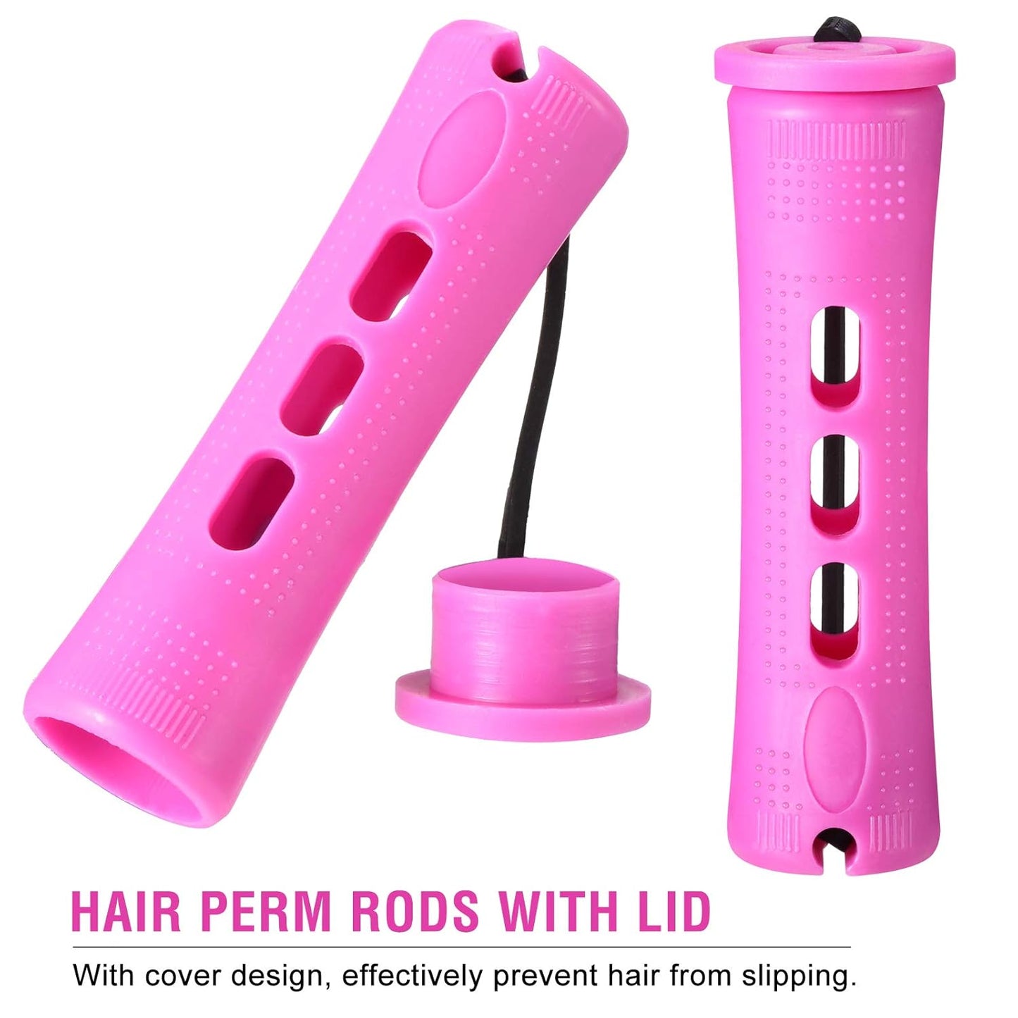 WILLBOND 60 Pcs Short Perm Rods - Non-Slip Plastic Hair Perming Kit for Women | 0.75 Inch, Purple