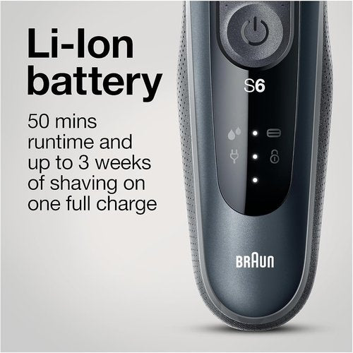 Braun Series 6 Electric Razor for Men - Wet & Dry Rechargeable Foil Shaver with Travel Case & Trimmer - Black