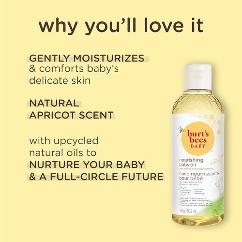 Burt's Bees Baby Nourishing Baby Oil - Gentle Hydration for Soft Skin | 5 Fl Oz