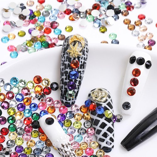 14400pcs Flatback Crystal Rhinestones Half Round Glue Fix Rhinestone for Crafts Nail Art（Crystal AB,SS4/1.4-1.6mm）