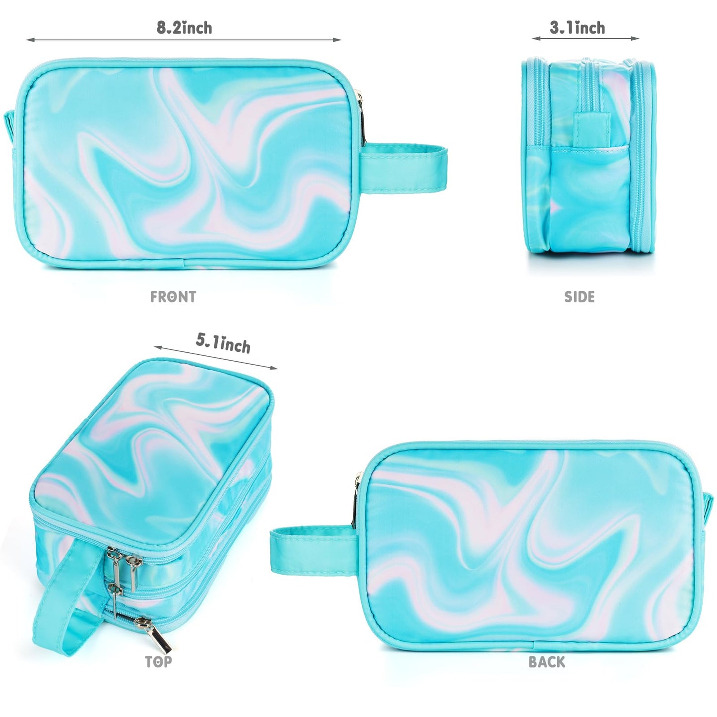 Vipdeal Teal Toiletry Bag for Girls, Travel Toiletry Bag for Teen Girls Cosmetic Bag Makeup Bag Waterproof Hanging Wash Bag Kids Toiletries, Green