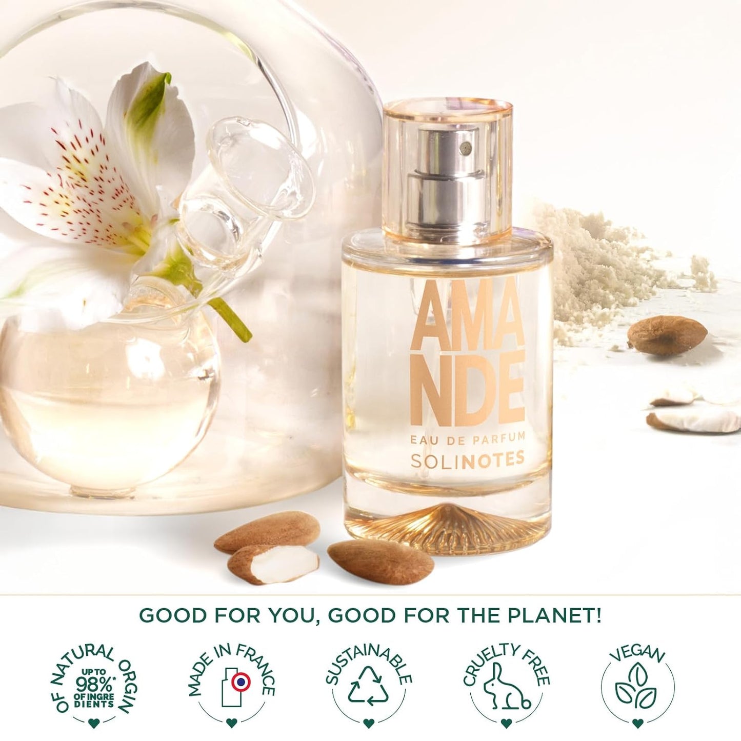 Solinotes Almond Perfume - Delicate Floral & Soothing Scent | 1.7 Fl Oz Eau De Parfum, Vegan & Cruelty-Free
