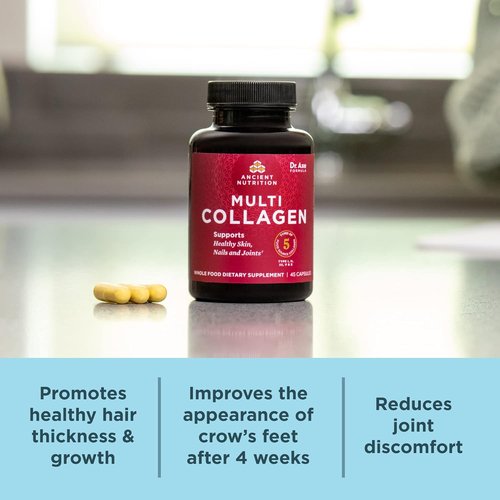Ancient Nutrition Collagen Peptides - Hydrolyzed Multi Collagen Supplement for Healthy Skin & Joints | 90 Capsules