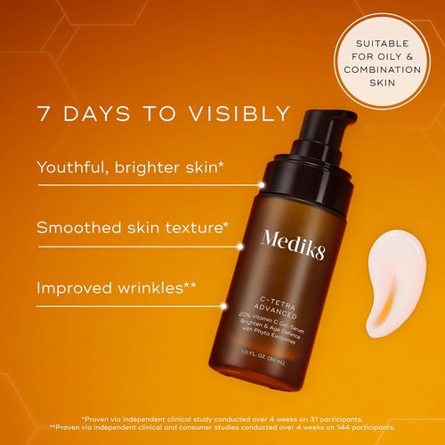 Medik8 C-Tetra Advanced Vitamin C Serum - Smooth Fine Lines & Wrinkles - 1.0 oz Vegan Face Serum