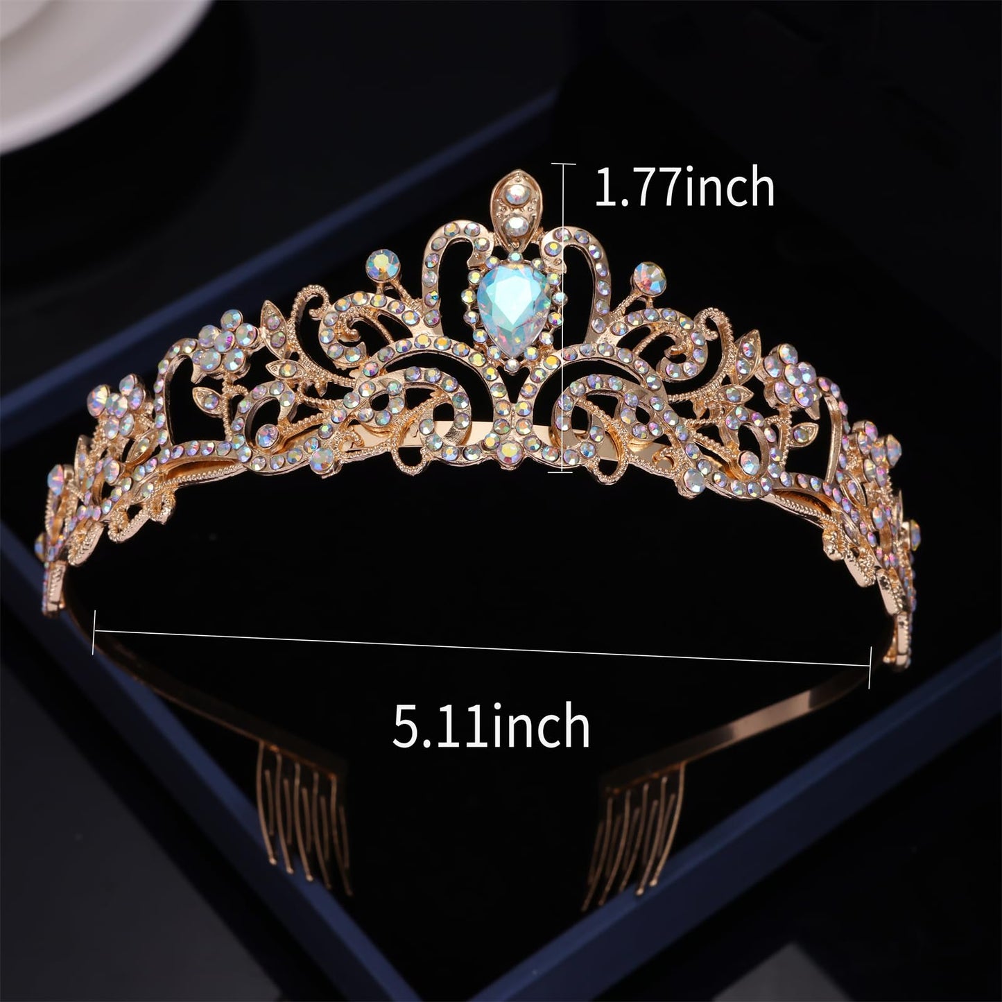 Kamirola - Gold Crystal Tiara Crowns For Women Girls Princess Elegant Crown with Combs Women's Headbands Bridal Wedding Prom Birthday Party Headbands for Women(Gold AB)