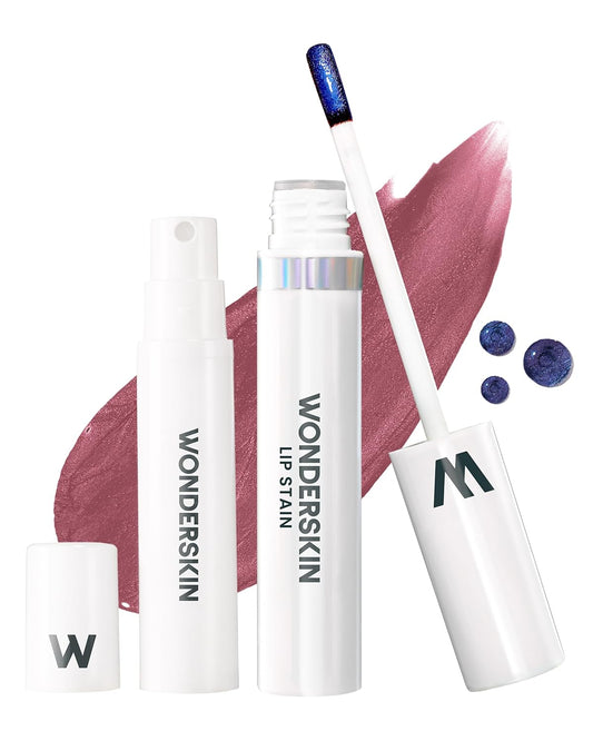 Wonderskin Wonder Blading Lip Stain Kit - Long Lasting, Waterproof Brown Tint | Peel Off & Reveal (Demure)