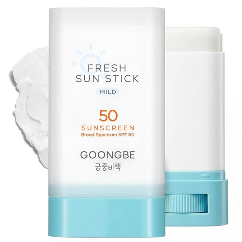 GOONGBE Fresh Sun Stick SPF 50 - Zinc Oxide Mineral Sunscreen Balm - Non-Greasy, Soft Matte Finish - Travel-Friendly for All Ages - Vegan, Reef-Safe, 0.49oz