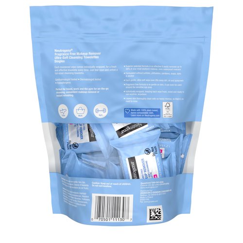 Neutrogena Fragrance-Free Makeup Remover Wipes Singles, Individually Wrapped Face Towelettes, Gently Remove Dirt, Oil, Waterproof Mascara & Makeup, Alcohol-Free Daily Face Wipes, 20 ct (Pack of 12)